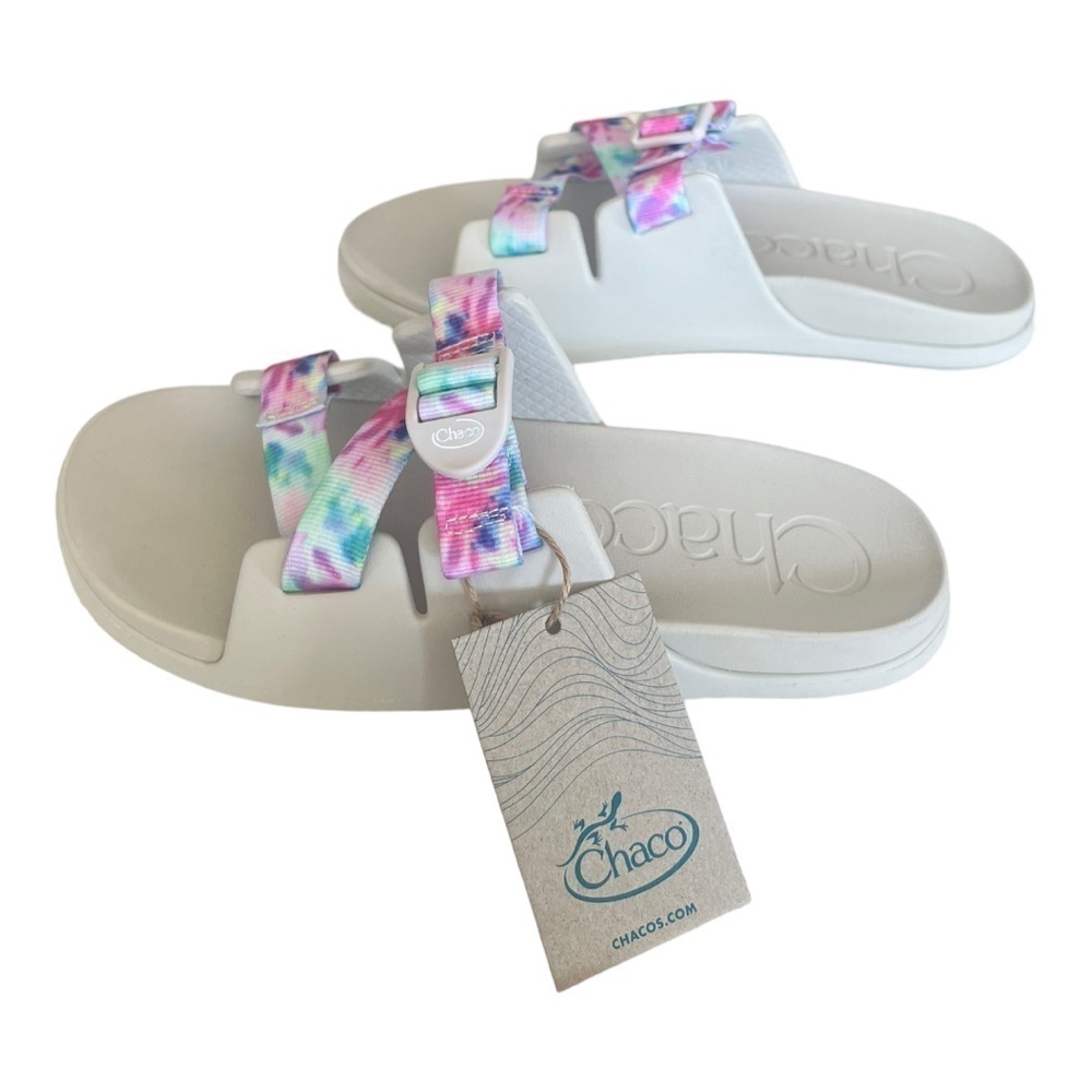 CHACO Chillos Sport Kids Light Tie Dye Slip On Sandal Slides NEW